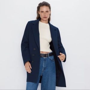 Zara Navy Blue Double breasted coat